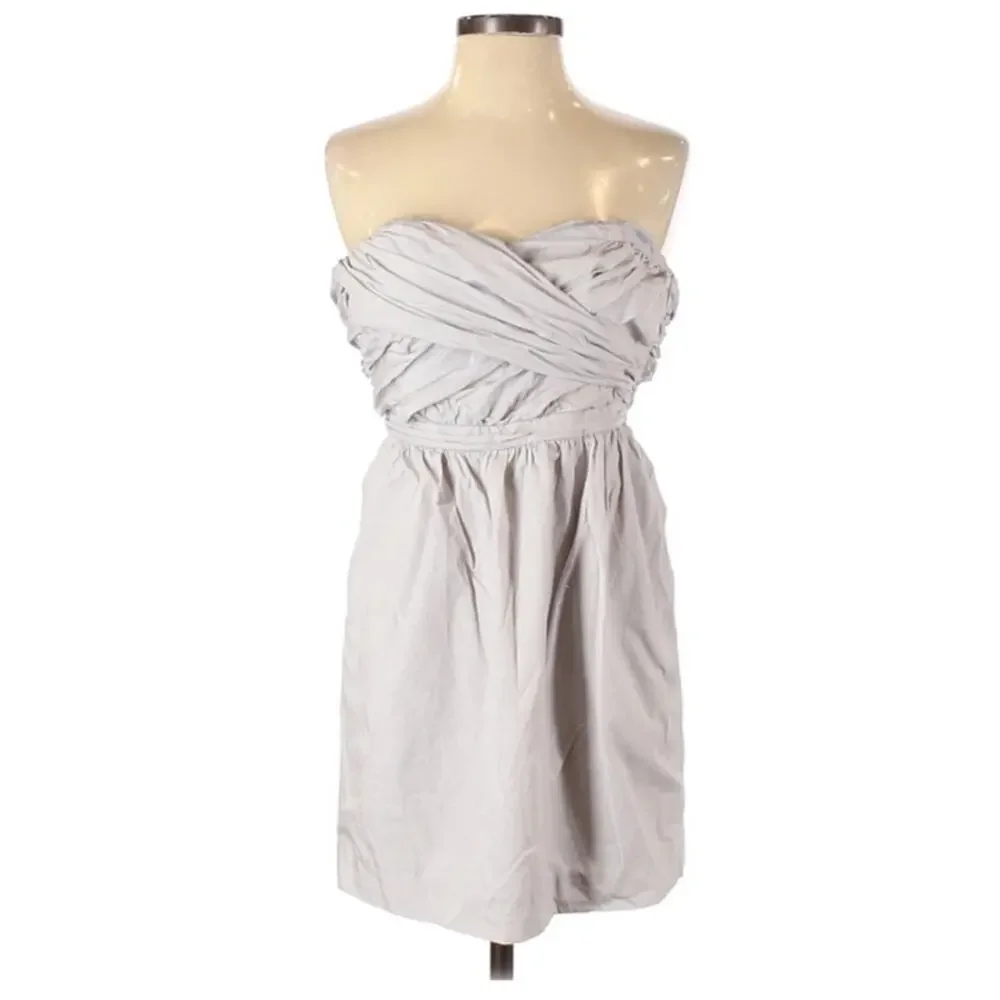J Crew Grey Strapless Mini Cocktail Dress Formal Womens 0 Bridesmaid Classic